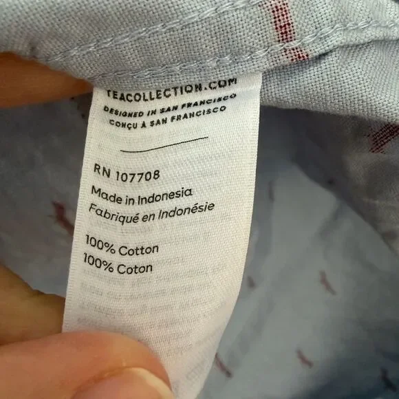 Blue Button-Up Shirt with Red fox’s Pattern size 8 - Picture 4 of 7